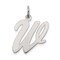 Sterling Silver Large Script Initial Letter W Charm Jewerly 21mm x 11mm
